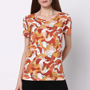 Custom Logo 100% Polyester <b>Canvas</b> Sublimation <b>Printed</b> Casual Winter Women's T-Shirts High Quality Breathable Quick Anti-Pilling - Product Image 1