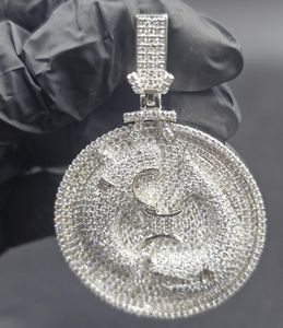 Colgante de Plata 925 Personalizado Estilo Hip Hop con Moissanita VVS, Colgante Iced Out, Colgante Bling Bust Down para Raperos, Regalo de Cumpleaños para Él - Product Image 1