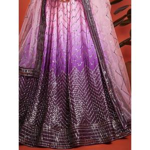 Ravissant Chinon à paillettes violettes Lehenga Choli avec Dupatta pour les mariages - Product Image 2