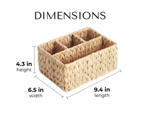 Cesta de Almacenamiento Dividida Tejida a Mano con Jacinto de Agua, Ecológica, con 4 Compartimentos para la Organización del Hogar, Cocina y Baño - Product Image 3
