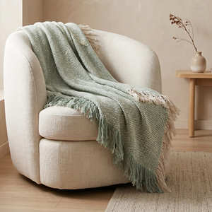 Manta de Algodón Tejido Texturizado de 130x170 cm con Flecos, Cubre Sofá Bohemio, Decoración para Habitación, Manta para Sofá de Uso Diario - Product Image 4