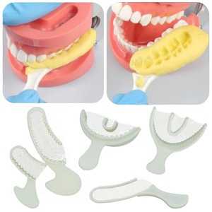 Bandejas desechables para impresiones dentales con rejilla, soporte de dientes de colores, molde para registro manual posterior, anterior y frontal - Product Image 1