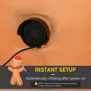 Decorazione Natalizia Gonfiabile da Esterno con Luci LED, Omino di Pan di Zenzero e Bastoncino di Zucchero, 2,4 m - Product Image 6