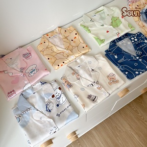 Ensemble de pyjamas pour enfants Seun style coréen, imprimé animaux, en coton doux, vêtements de nuit décontractés pour garçons et filles - Product Image 1