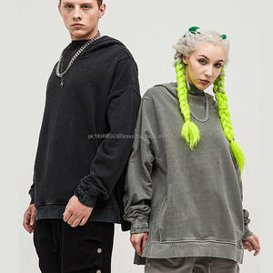 Sudaderas con capucha de algodón 100% de peso pesado de alta calidad para hombre de talla grande lavado personalizado sin logotipo de cuerda cuello enmascarado temporada de otoño - Product Image 2