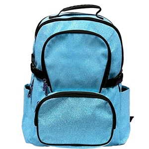 Cheerleading <b>Backpack</b> Printed Polyester Custom Pink Glitter Sparkle <b>Black</b> Trim Multi Pocket Squad Bag Bulk OEM - Product Image 4