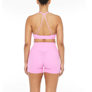 Girls Sexy Sport <b>Bras</b> Yoga Wear Fitness Active Shorts Sets Women Summer Solid Crop Top knitted two Pieces Set Sexy Club Floral - Product Image 4