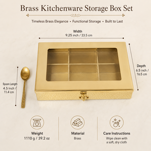 Boîte de rangement pour herbes et épices SHUBHAM en laiton doré avec compartiments, récipient à finition martelée pour comptoir de cuisine - Product Image 4