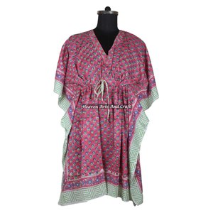 Robe de soirée pour femme, imprimée à la main, style ethnique africain, kaftan court KFCS160, taille naturelle, offre ODM - Product Image 1