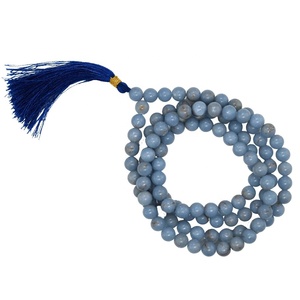 Collier Mala en Angelite de qualité supérieure poli, pour la guérison, le développement spirituel, la connexion angélique, le Feng Shui, 108 perles - Product Image 3