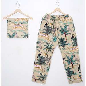 Pijamas Largos de Algodón Orgánico con Estampado Floral para Mujer, Transpirables, de Secado Rápido, Estilo Indio, Conjunto de Camiseta y Pantalones para Dormir - Product Image 3