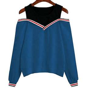 Sweat-shirt fantaisie personnalisé avec logo, coupe courte ample, col rond, épaules tombantes, manches longues, haut de sport pour femme - Product Image 2