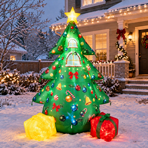 Sapin de Noël gonflable d'extérieur avec lumières LED et boîtes cadeaux – Décoration de jardin pour les fêtes de Noël - Product Image 2