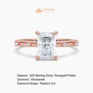 แหวนหมั้นเพชรโมอิสซาไนต์ทรงเรเดียนท์คัทสีโรสโกลด์ เครื่องประดับเจ้าสาวเพชรโมอิสซาไนต์สำหรับผู้หญิง สหรัฐอเมริกา สำหรับวันครบรอบ - Product Image 6