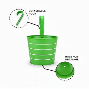 Ensemble de pots suspendus modernes, colorés, en PP, pour une utilisation intérieure et extérieure, avec fleurs et plantes vertes - Product Image 6