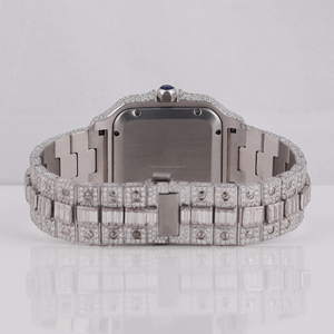 นาฬิกากลไก Moissanite แบบไม่มีสียี่ห้อชั้นนำสำหรับผู้หญิงนาฬิกาข้อมือเย็นแบบโบราณควอทซ์ทรงสี่เหลี่ยมขายส่ง - Product Image 5