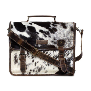 Leather Hair On <b>Laptop</b> Bag Hair On Cowhide Messenger Vintage Briefcase Business Work Shoulder Bag LHLB-0005 - Product Image 1