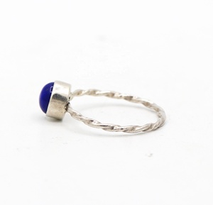 Wholesale 925 Solid Sterling Silver Natural Round <b>Lapis</b> <b>Lazuli</b> Cabochon Bezel Twisted Band <b>Ring</b> Fine Jewelry Memoria Jewels - Product Image 4