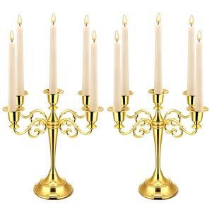 Luxury Gold Metal Candelabra 5-Arm Candle Holder Wholesale <b>Tall</b> <b>Table</b> Centerpiece for Wedding Party Home Decor Hospitality Stand - Product Image 1