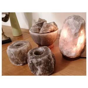Lampes en sel gris de l'Himalaya, grises, sculptées à la main, artisanat naturel, décorations pour la maison, lampe en sel de l'Himalaya, OEM. - Product Image 5