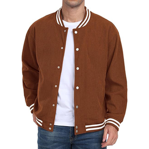Fleece <b>Lined</b> Varsity Jacket Men Wool Polyester Blend Warm Plush Interior Baseball College Winter Insulated Snap Button <b>Coat</b> - Product Image 4