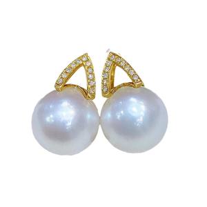 ต่างหูมุกทองธรรมชาติ 11-12 มม. แบบคลาสสิก เงินแท้ 925 แสงสว่าง โดดเด่น  มีตำหนิเล็กน้อย ของแท้ - Product Image 5