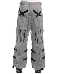 Pantalon Harem Gothique pour Homme Gris, Jaune, Blanc avec Imprimé Crâne, Multiples Poches, Fermeture à Cordon Chaîne, Taille Haute - Product Image 2