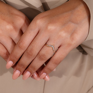 Pear Shape Chevron Diamond <b>Ring</b> V Shaped Wedding Band Crown <b>Stacking</b> <b>Ring</b> Lab Grown Diamond Bridal Band - Product Image 6