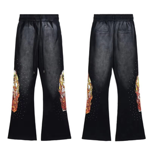 Wholesale Custom Logo <b>Drawstring</b> Men <b>Trousers</b> Loose Fit Customized Logo Printing Men <b>Trousers</b> - Product Image 5