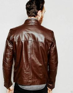 Custom Made New Men's Genuine Sheepskin Leather <b>Slim</b> <b>Fit</b> Biker Motorcycle <b>Jacket</b> with Zipper Breathable Casual Wear - Product Image 5
