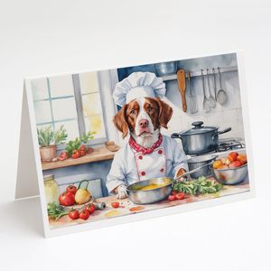 Brittany Spaniel the Chef Whimsical A7 Tarjetas de felicitación Paquete de 8 tarjetas de notas en blanco con sobres Tamaño 5x7 - Product Image 1