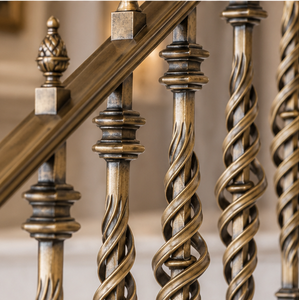 Twisted Bronze Railing <b>Handrail</b> Balustrade for Luxury Hotels Villas Staircases and Traditional Architectural Interiors - Product Image 4