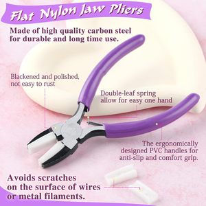Pince à bec plat double en nylon de 5,5 pouces en acier inoxydable, outil de façonnage et de pliage de fil à mâchoires souples pour la fabrication de bijoux, la réparation et l'artisanat DIY - Product Image 4