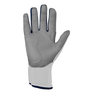 Guantes de bateo blancos con ribete azul, acolchados, de cuero, con cierre de tirar, para entrenamiento, unisex, para adultos - Product Image 4