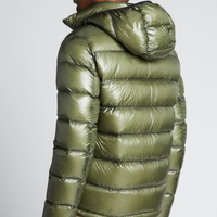 Veste d'hiver décontractée pour homme en duvet vert olive, col montant, fermeture éclair, coupe-vent, coupe régulière