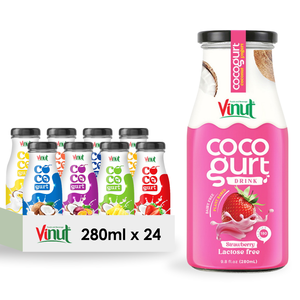 เครื่องดื่มนมสตรอว์เบอร์รี ขวด PET 280 มล. ผสมเนื้อผลไม้ VINUT แท้จากธรรมชาติ 11 บริกซ์ ขายส่ง ผู้นำเข้า รับผลิตแบรนด์ส่วนตัว OEM ODM เครื่องดื่ม - Product Image 1