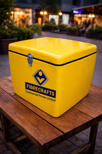 กล่องท้ายรถมอเตอร์ไซค์ FIBRECRAFTS สีเหลือง ขนาด 50 ลิตร ปี 2026 ผลิตจาก FRP พร้อมฉนวนกันความร้อน สำหรับใช้ในโรงงาน - Product Image 1