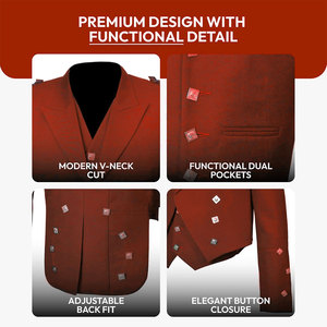 Traje Escocés para Hombre, Chaqueta Kilt Naranja Príncipe Charlie con Chaleco, Conjunto para Bodas y Fiestas, Personalizado 2026 - Product Image 4