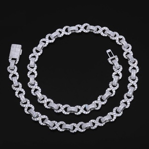 Mens 925 Silver Moissanite Cuban Link Chain Iced Pave Interlocking Link <b>Statement</b> <b>Necklace</b> Luxury Fashion Jewellery - Product Image 1