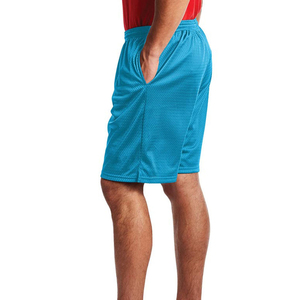 Shorts en maille 100 % polyester respirants, écologiques et à séchage rapide pour hommes, avec taille élastique, couleur unie, décontractés, personnalisables avec impression sérigraphique sur le devant - Product Image 3