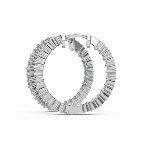 Aros de Diamantes Cultivados en Laboratorio Circle Radiance, Corte Brillante, Oro Blanco de 10/14/18 Quilates, Modernos, Certificados por IGI, 52 Piezas, Pendientes para Mujer - Product Image 2