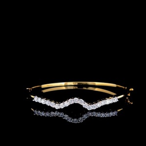 Customizable Silver Wave Band Sparkling CZ <b>Stones</b> Elegant Gift Jewelry for Her Trendy Lightweight Stylish Wrist Accessory - Product Image 2
