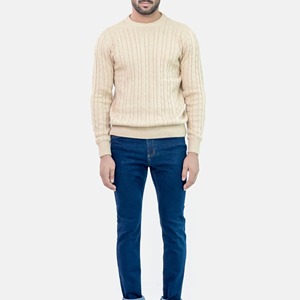 Men's <b>Cable</b> <b>Knit</b> Pullover <b>Sweater</b> Full Sleeve Solid Color Button Customized Color Autumn Wear Breathable 100% Polyester - Product Image 1
