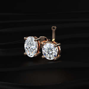2 In 1 Oval Round Moissanite <b>Drop</b> Earrings 8 TCW Colorless VVS 14K Gold 2 Way Wear Screw <b>Back</b> Solitaire Dangle Jewelry Gift - Product Image 3