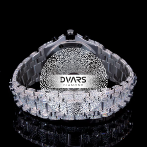 Montre de luxe personnalisée OEM ODM en moissanite et diamant, unisexe, pavé complet de pierres VVS, cadran 48 mm, bracelet 20 mm, mouvement à quartz analogique à aiguilles - Product Image 2