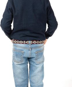 Men's <b>Elastic</b> Webbing Leather <b>Belt</b> with Brass Antique Buckle Designer Green Recycled Webbing <b>Belt</b> with Leather - Product Image 4