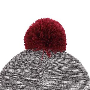Gorro de Invierno Unisex Gris Jaspeado con Pompón Rojo y Borde Tejido a Máquina, Acrílico, Casual, para Adultos, 56-58CM - Product Image 3