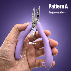 Ensemble d'outils professionnels pour la fabrication de bijoux, 5 pièces, kit de pinces de précision avec poignées confort violettes, support en bois pour bijoux - Product Image 2