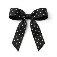 Ruban gros-grain à pois noir et blanc en polyester 6 mm de Neelkamal Industries, vente en gros, fournitures pour nœuds de cheveux, décoration de fête, rouleau de 50 yards