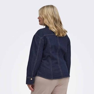 Women Denim Shirt Long Sleeve Solid Color Button Up Casual Regular Fit Dark Wash Cotton Autumn Style - Product Image 2